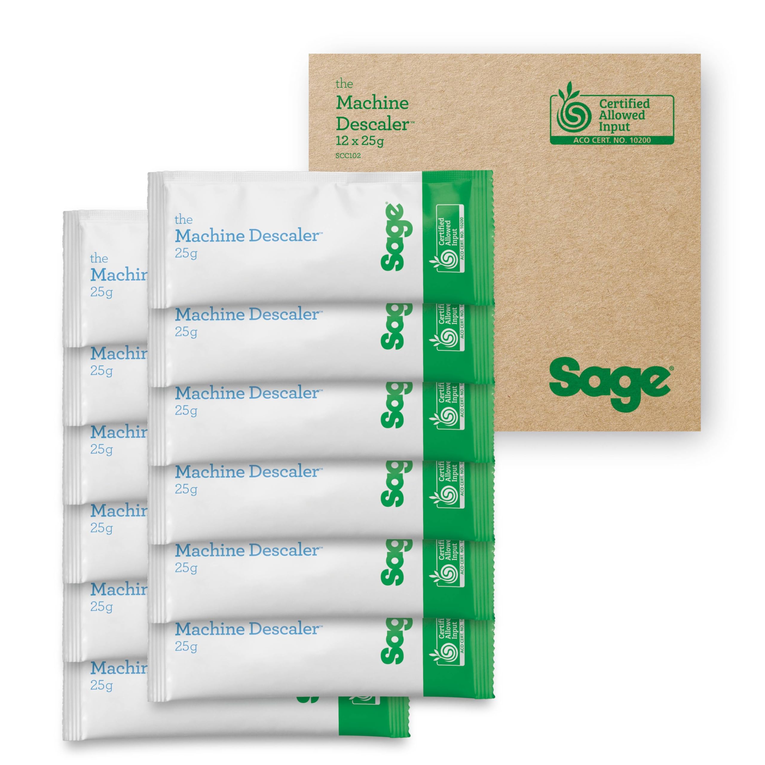 Sage Détartrant pour Machines à Café et Bouilloires Sage | Détartrant Poudre pour Toutes Machines à Café et Bouilloires Sage; Combat le Calcaire, Prolonge la Durée de Vie - Lot de 12