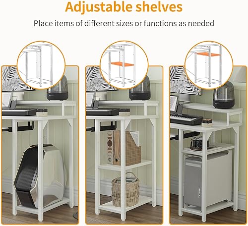 Miniatura 5 de CubiCubi Escritorio para computadora con bandeja para teclado, escritorio de oficina de 47 pulgadas con soporte para monitor y estantes de