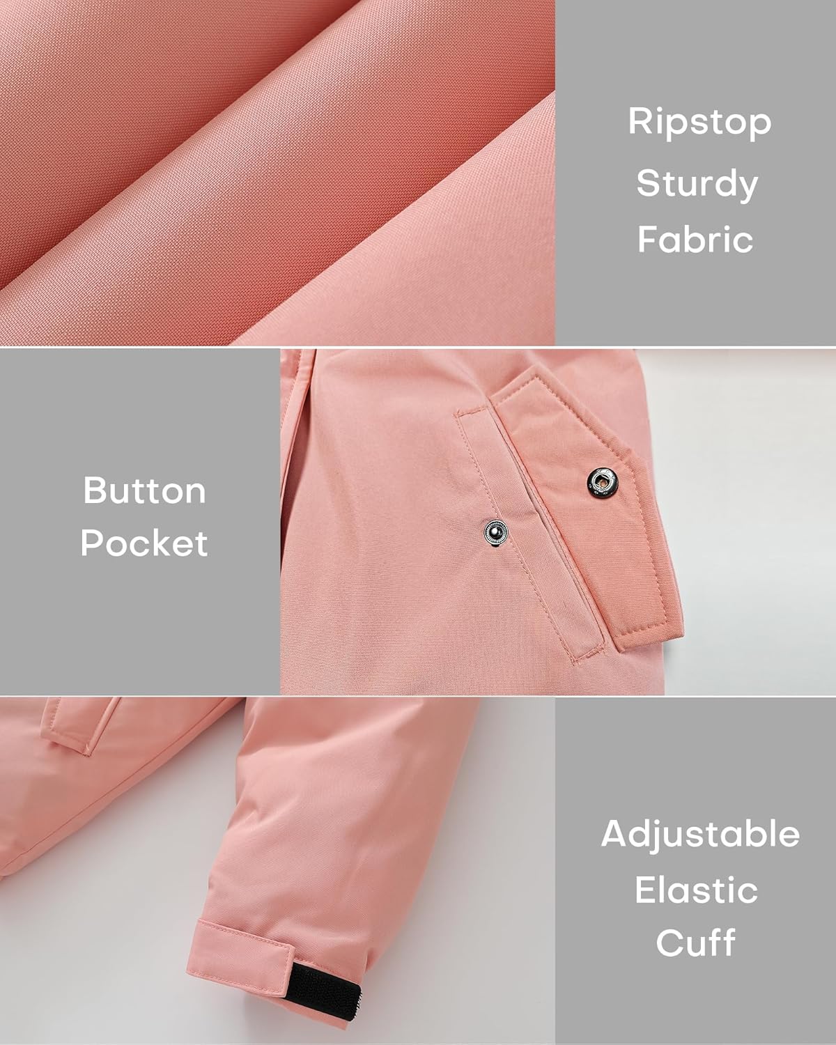 wantdo Girl's Waterproof Windbreaker Coat Snow Ski Jacket Warm Thick Rain Jacket Kids Winter Coats with Removable Hood