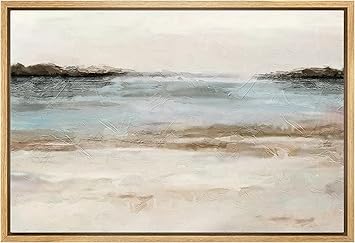 Blue & Brown Framed Canvas Print Wall Art