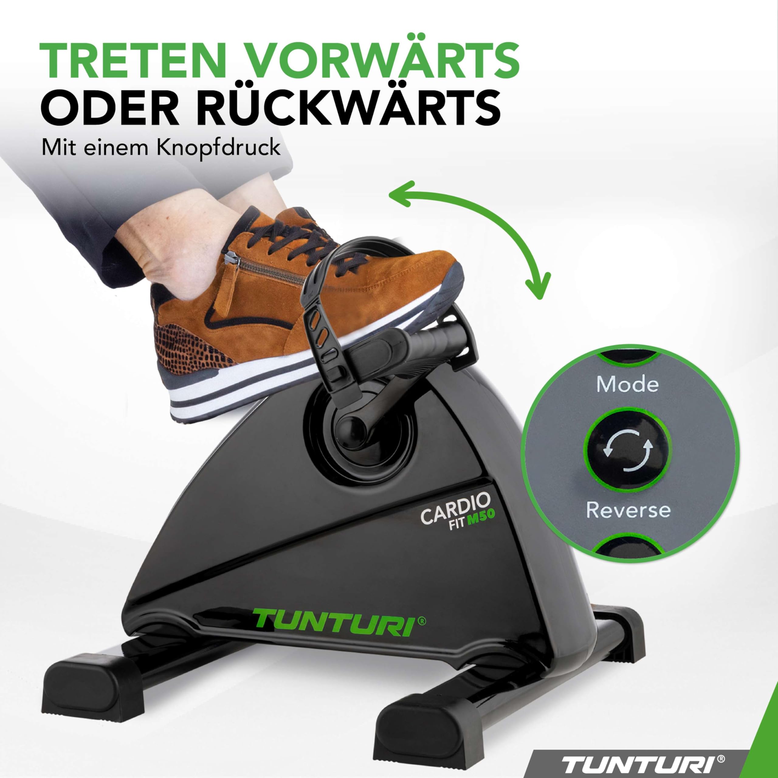 Tunturi Cardio Fit M50 Mini Heimtrainer mit Elektromotor, Pedal, Arm- und Beintrainer, Mini-Fahrrad, Bewegungstrainer für Senioren, mit LCD-Display, Schwarz