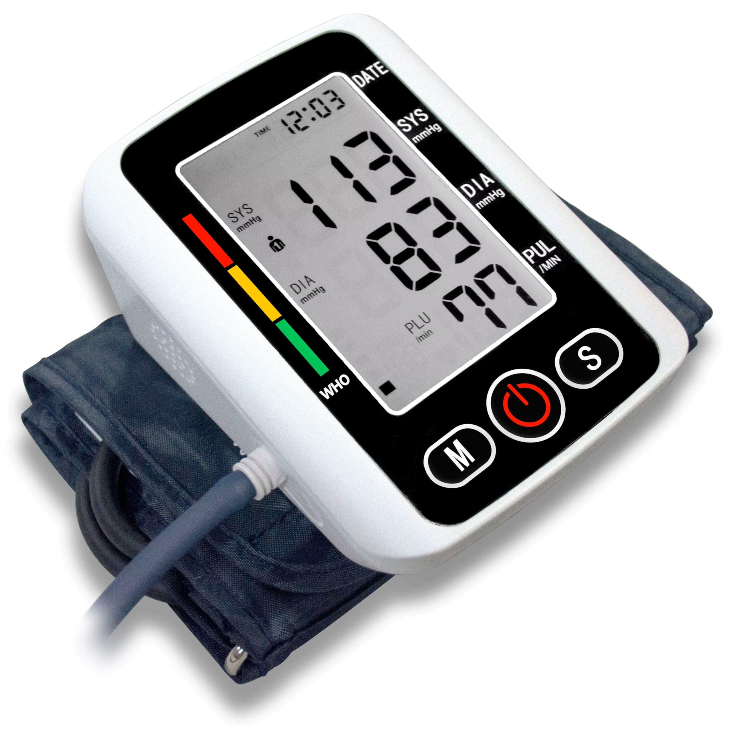 Tensiometro de Brazo | Medidor de Frecuencia Cardiaca y Pulso | Pantalla LCD, Facil de Leer el Resultado | Indicador Por Voz en Español | Memoria de Datos | Brazalete Ajustable 22-36 cms