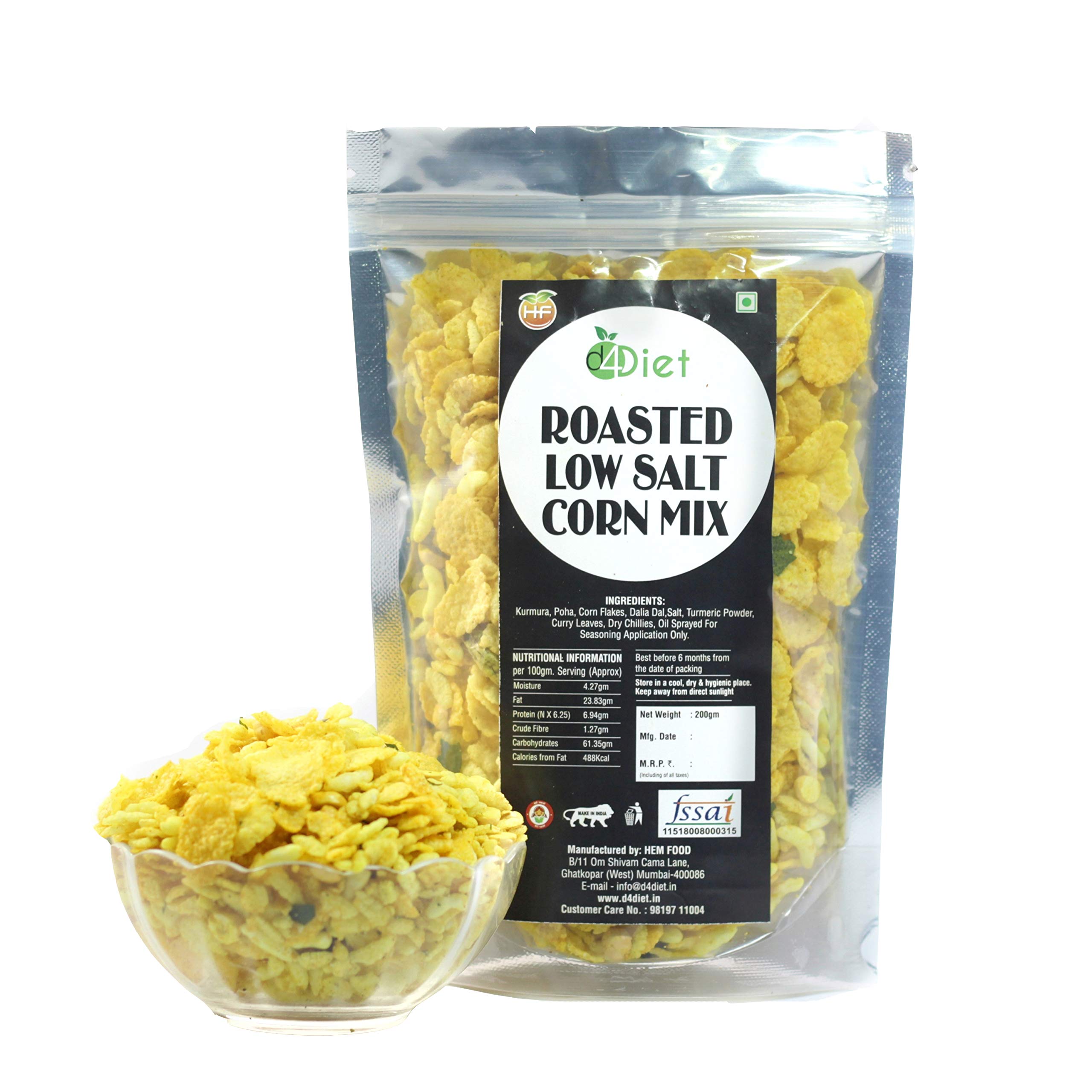 D4DIET- ROASTED LOW SALT CORN MIX-NAMKEEN/ROASTED SNACKS/HEALTHY SNACKS