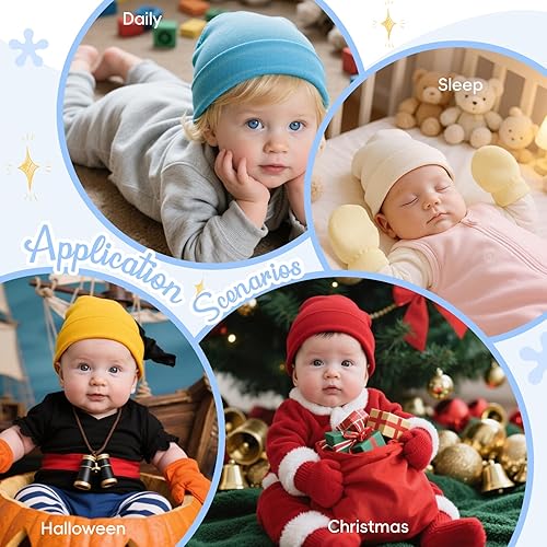 Vista 7 de Zando - Gorros tejidos de algodón para recién nacidos, bebés, niños y niñas cálidos y bonitos