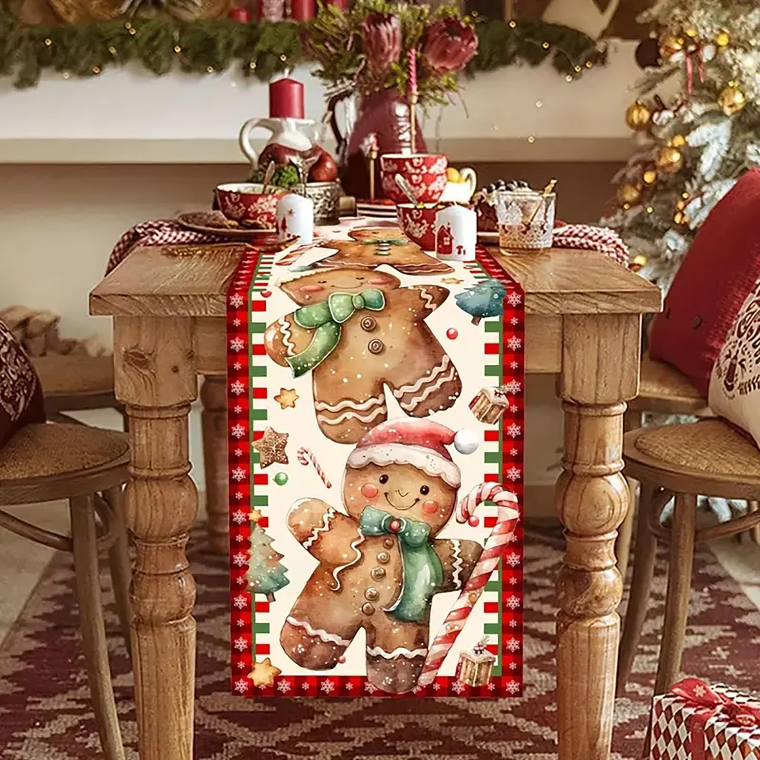 Amazon.com: Christmas Gingerbread Man Candy Table Runner Winter
