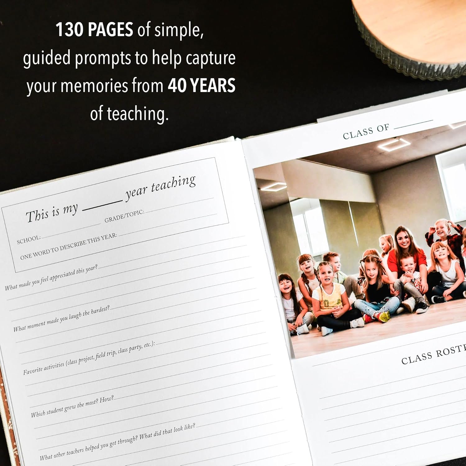 DUNCAN & STONE PAPER CO. Teacher Memory Book – 20 Years Of Memories Notebook for Teachers - Linen Cover Classic Teacher Journal Notebook - Cute Journaling Notebooks (130 Pages)