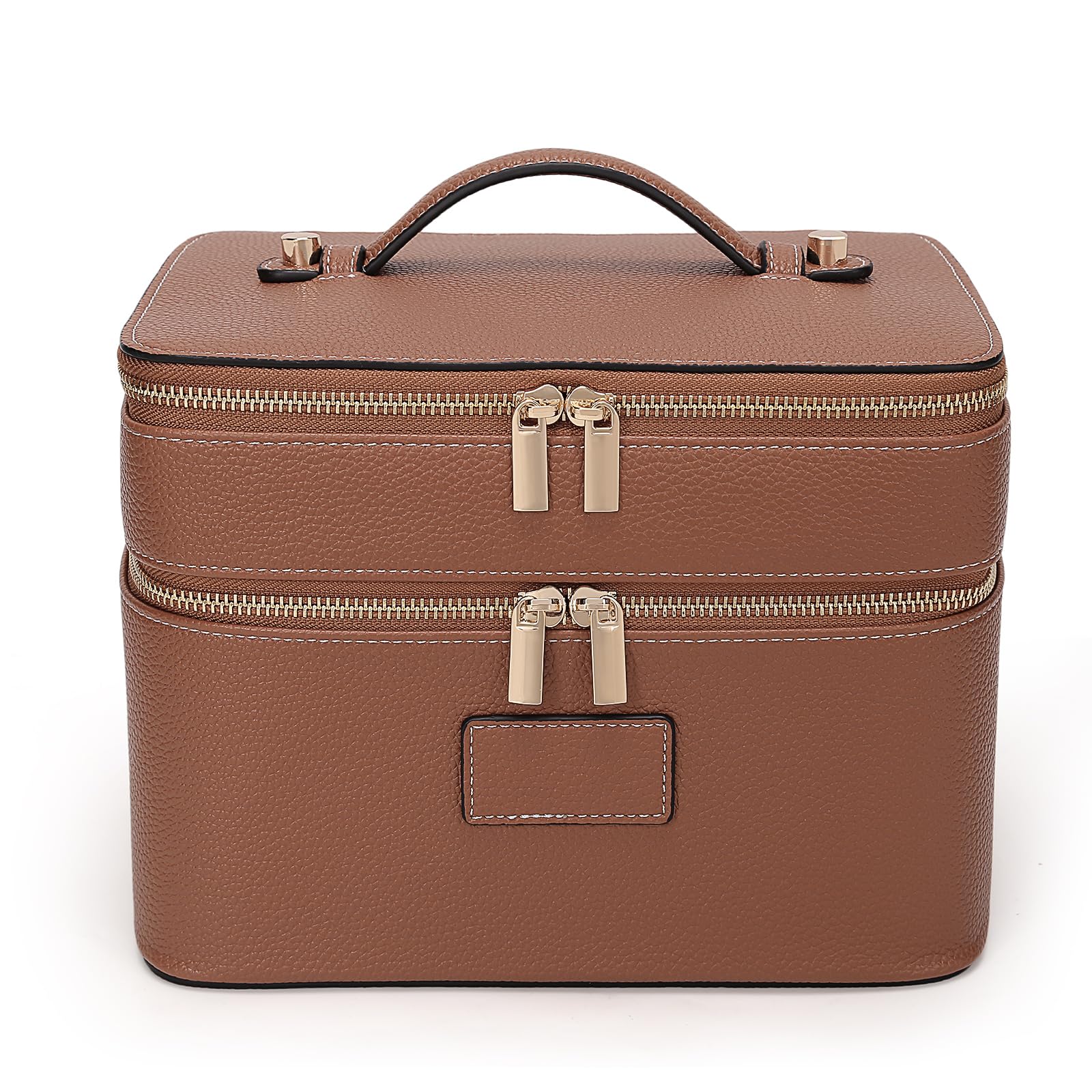 HiTotes Grande Trousse da Trucco Duo Vanity Case per Donne Borsa da Viaggio in Pelle Borsa da Toilette Portatile Borsa Cosmetica a Doppio Strato, 9.45in