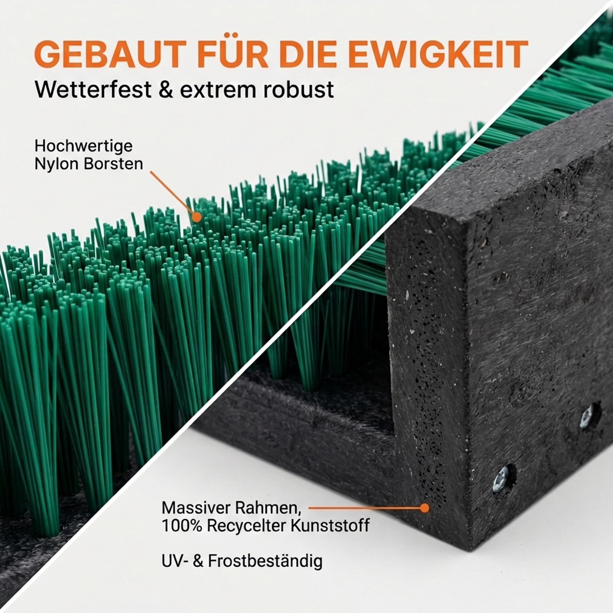 Borstelshop Schuhabstreifer Kunststoff - Fussabtreter Aussenbereich - Fußabtreter Außen - Robuster Schuhabstreifer Aussen Bürsten - Fußabstreifer - 30x27cm - Grün