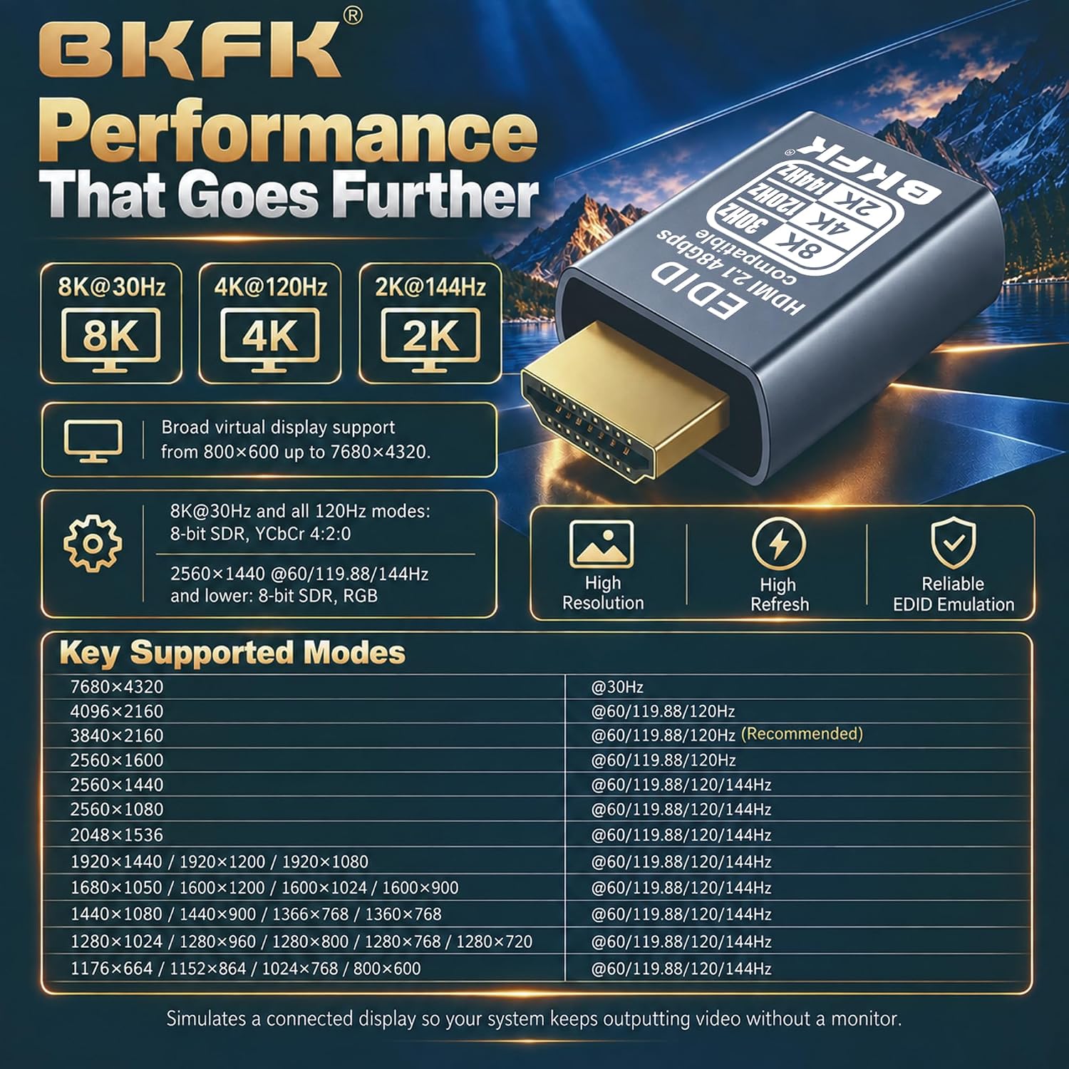 1 Pack HDMI Dummy Plug 8K@30Hz, 4K@120Hz EDID Emulator image 3