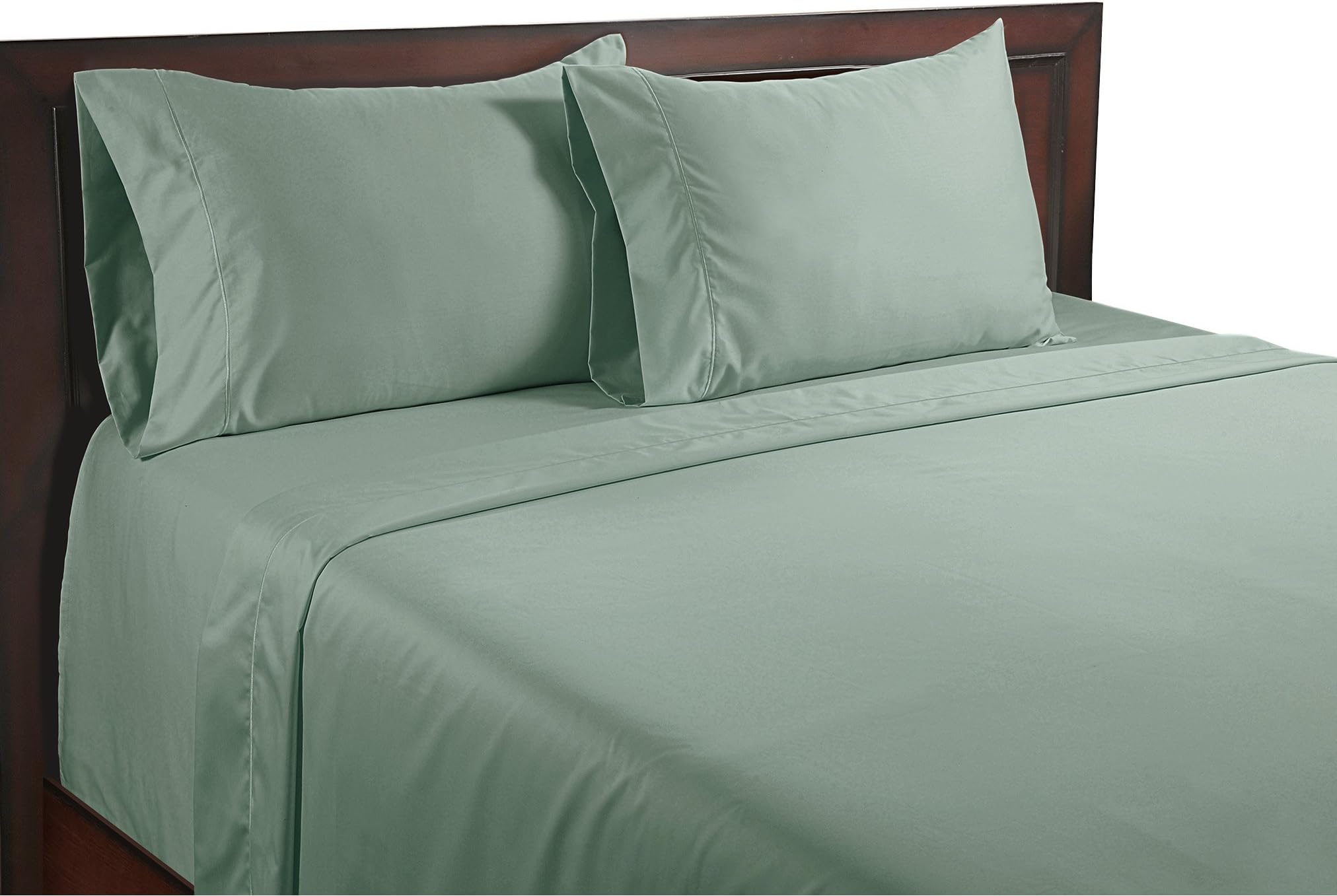 Color Sense Egyptian Cotton Silky Touch 400 Thread Count Sheet Set, Queen, Green