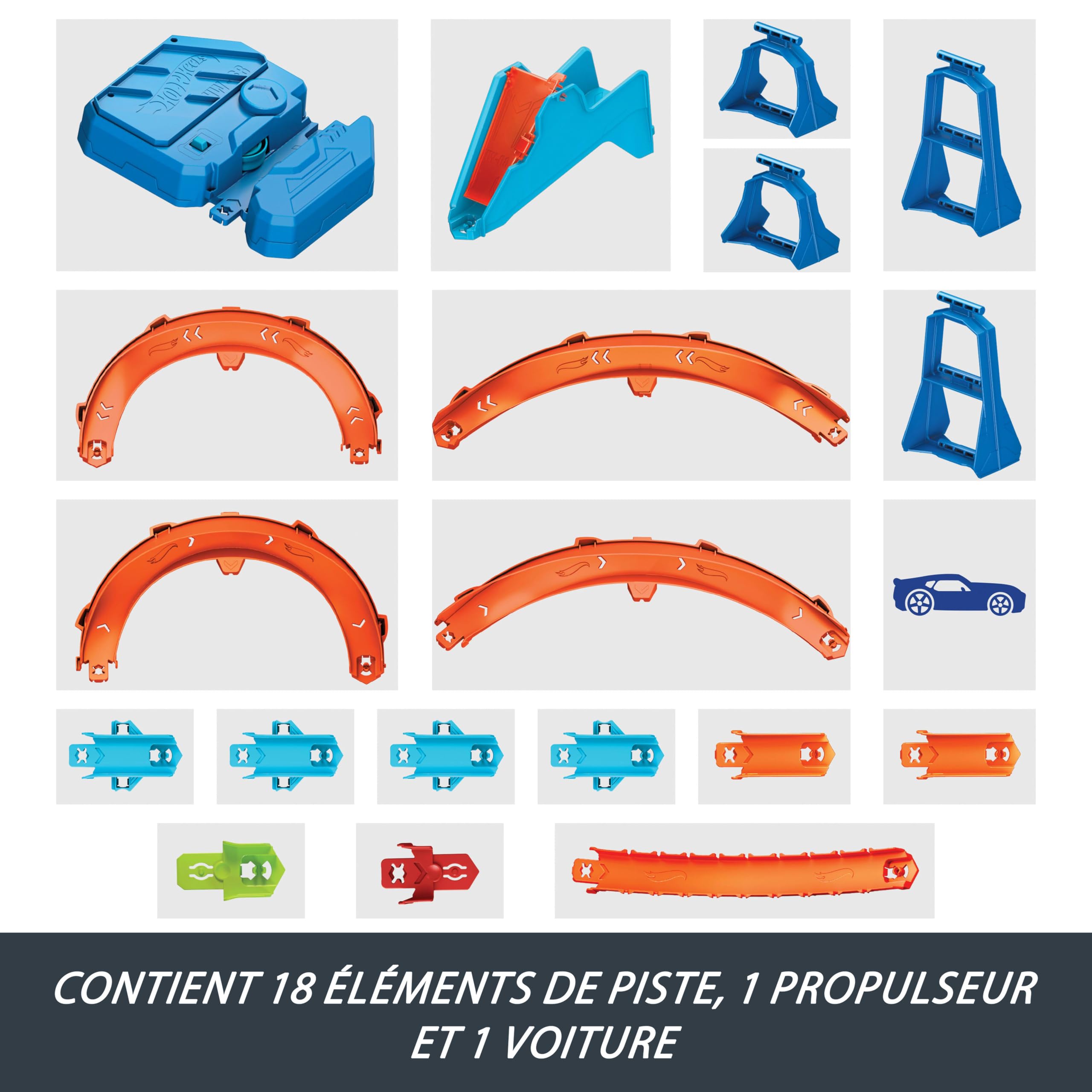 Hot Wheels Circuit Speedway Track Creator avec tremplin propulsé et Voiture Miniature | Boîte de construction de luxe avec booster motorisé, véhicule à l'échelle 1:64, piste rapide