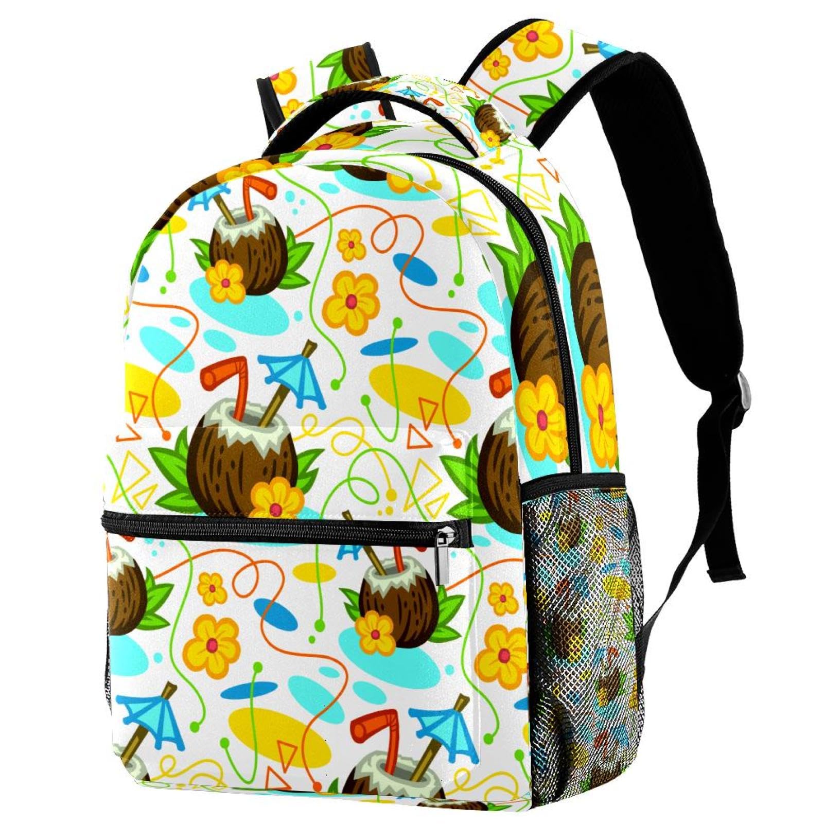 Zaino scolastico per uomini e donne, borsa da viaggio per computer portatile con motivo tropicale al cocco, zaino leggero per università, zaino casual per libri