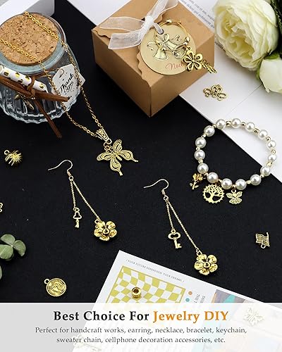 Miniatura 5 de JIALEEY 100 piezas al por mayor de lotes a granel de oro mezclados tibetanos antiguos colgantes de oro DIY para pulseras, collares, joyería