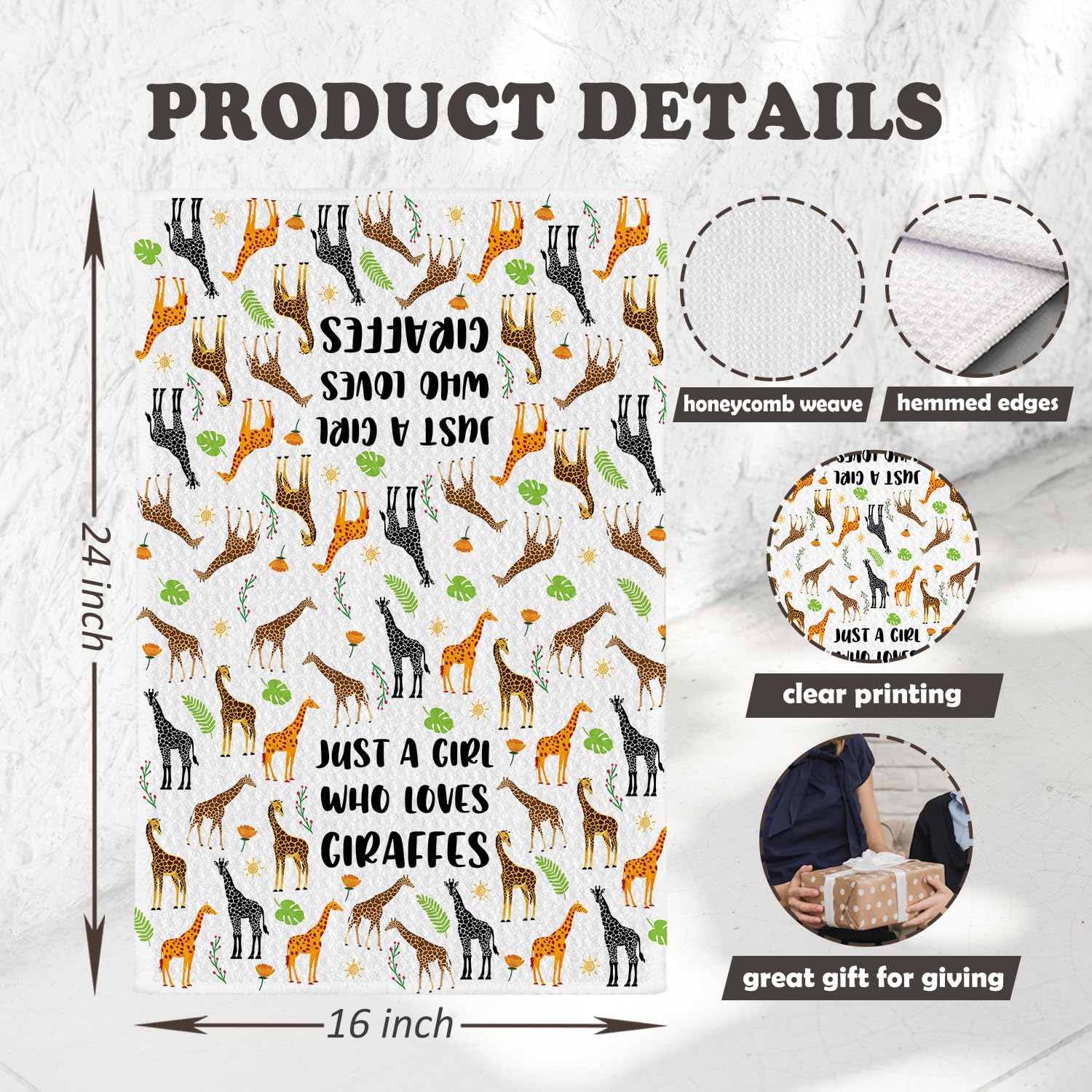 Chicimln Tropical Botanical Giraffe Kitchen Towels, Giraffe Gifts for Women Decorative Hand Towels for Bathroom, Boho Cute Giraffes Dish Tea Towel Drying Cloth for Kitchen Decor, 16x24 Inch - Image 2