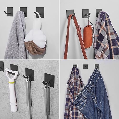 Miniatura 7 de Ganchos adhesivos resistentes, ganchos adhesivos para pegar en la pared, soporte fuerte de acero inoxidable, ganchos autoadhesivos para cocina,