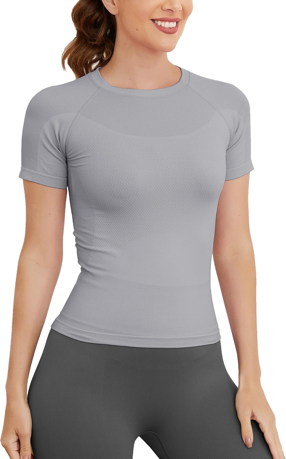MathCat Short Sleeve Workout Tops for Women, Seamless Women's Compression Shirt, Yoga Running Athletic Shirts Soft Gym Tops
