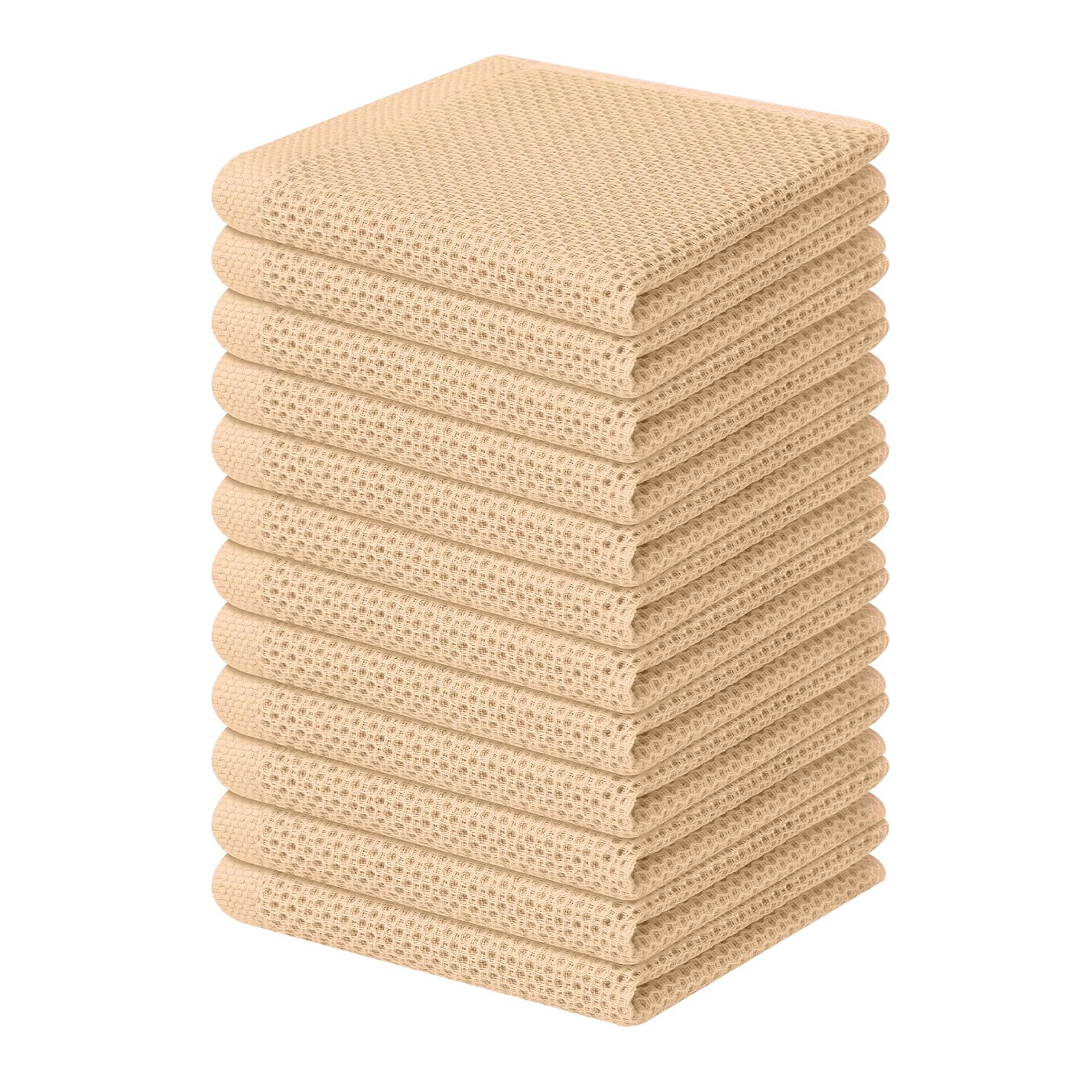 Homaxy 100% Cotton Waffle Weave Kitchen Dish Cloths 12-Pack, Apricot