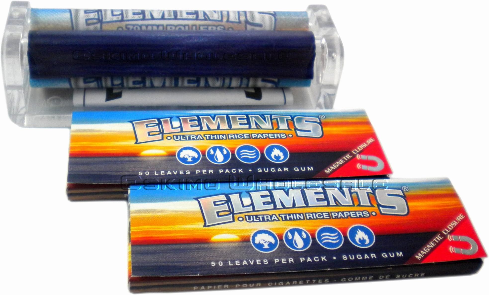 Elements 79mm Cigarette Rolling Machine + 2 Packs of Elements Ultra Thin Rice 1¼ Rolling Papers