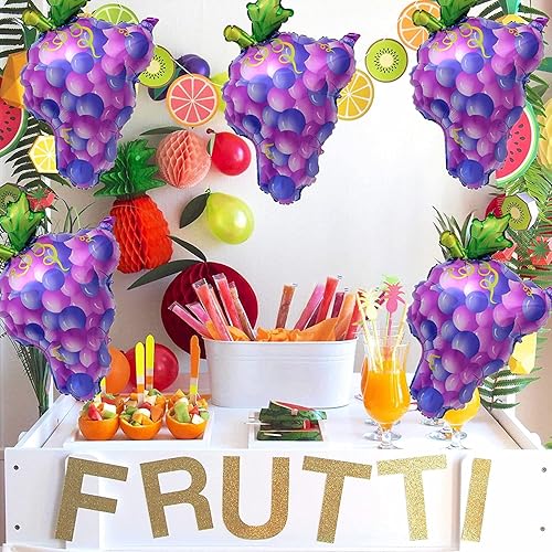 Miniatura 2 de Globos de aluminio hawaianos, decoración de fiesta de uva, frutas tropicales, Luau, temática de verano, cumpleaños, baby shower, recuerdo de fiesta