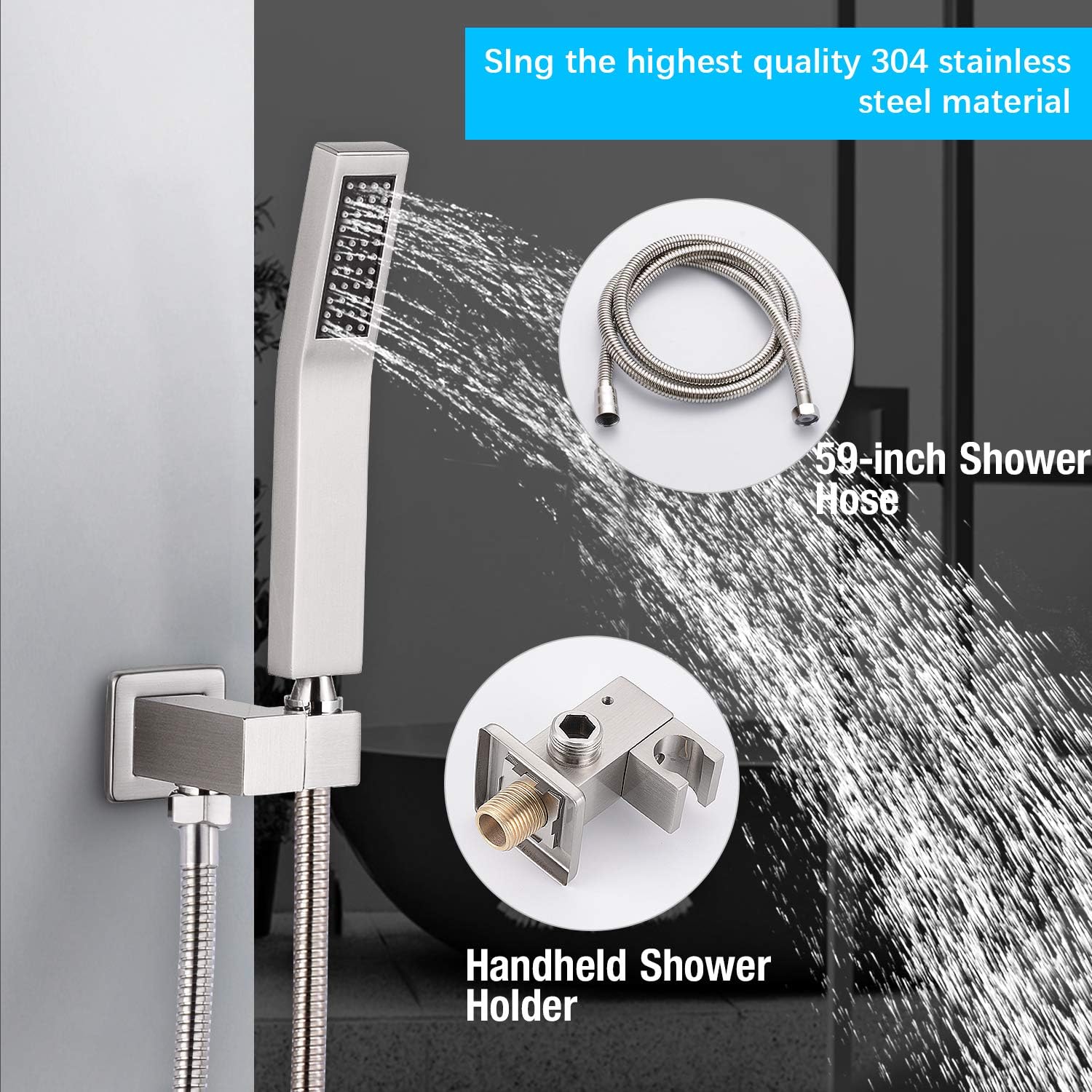 Black Friday Sale 2022 12 Inches Shower Set with Rain Shower Head Handheld Wall Mounted,Brass Pressure Balancing Shower Faucet Valve,Shower System, Chrome,HGN