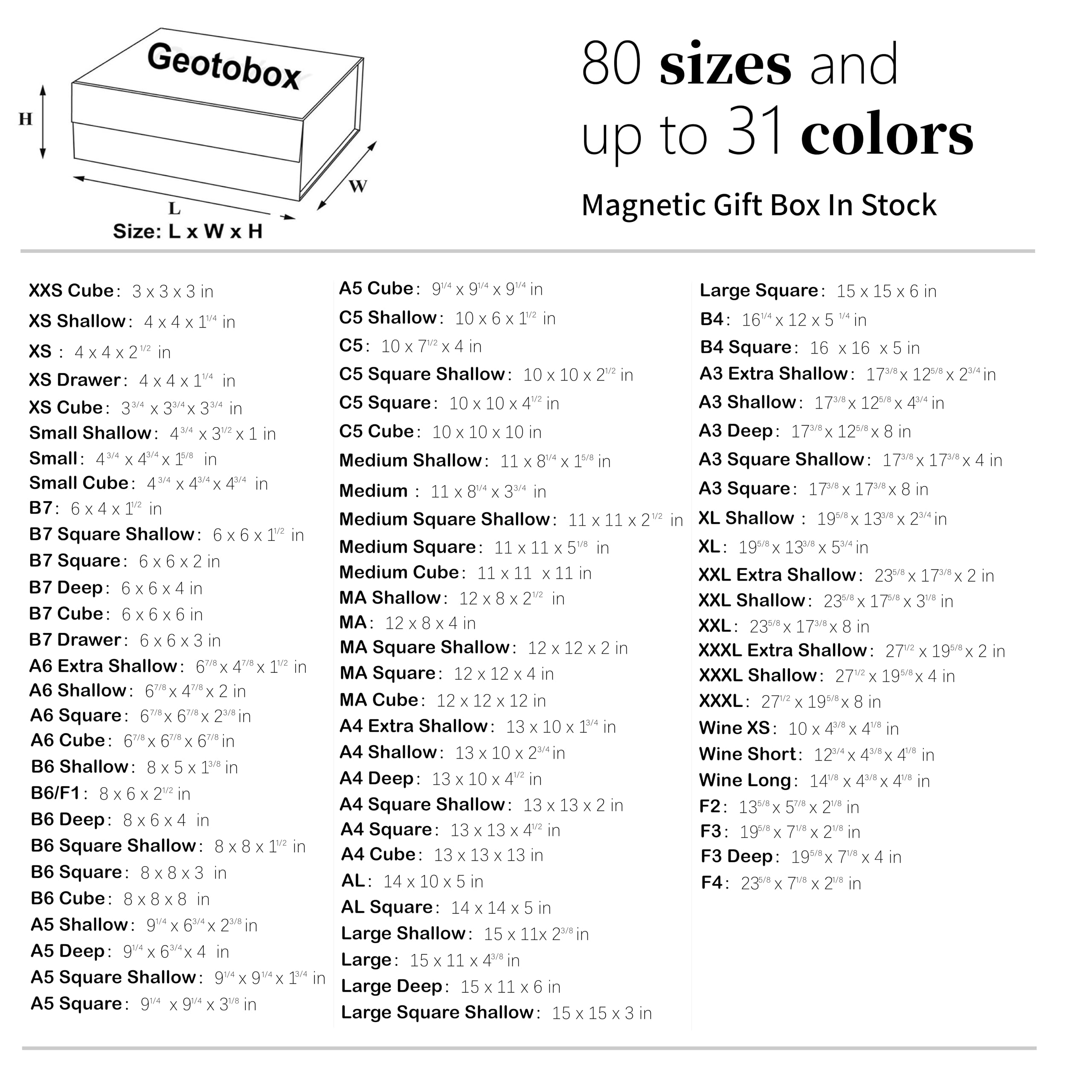 Geoto Boîtes cadeaux pliables A3 - 44 x 32 x 6 cm - Format A3 - Très peu profond - Fermeture magnétique - Pliable - Noir