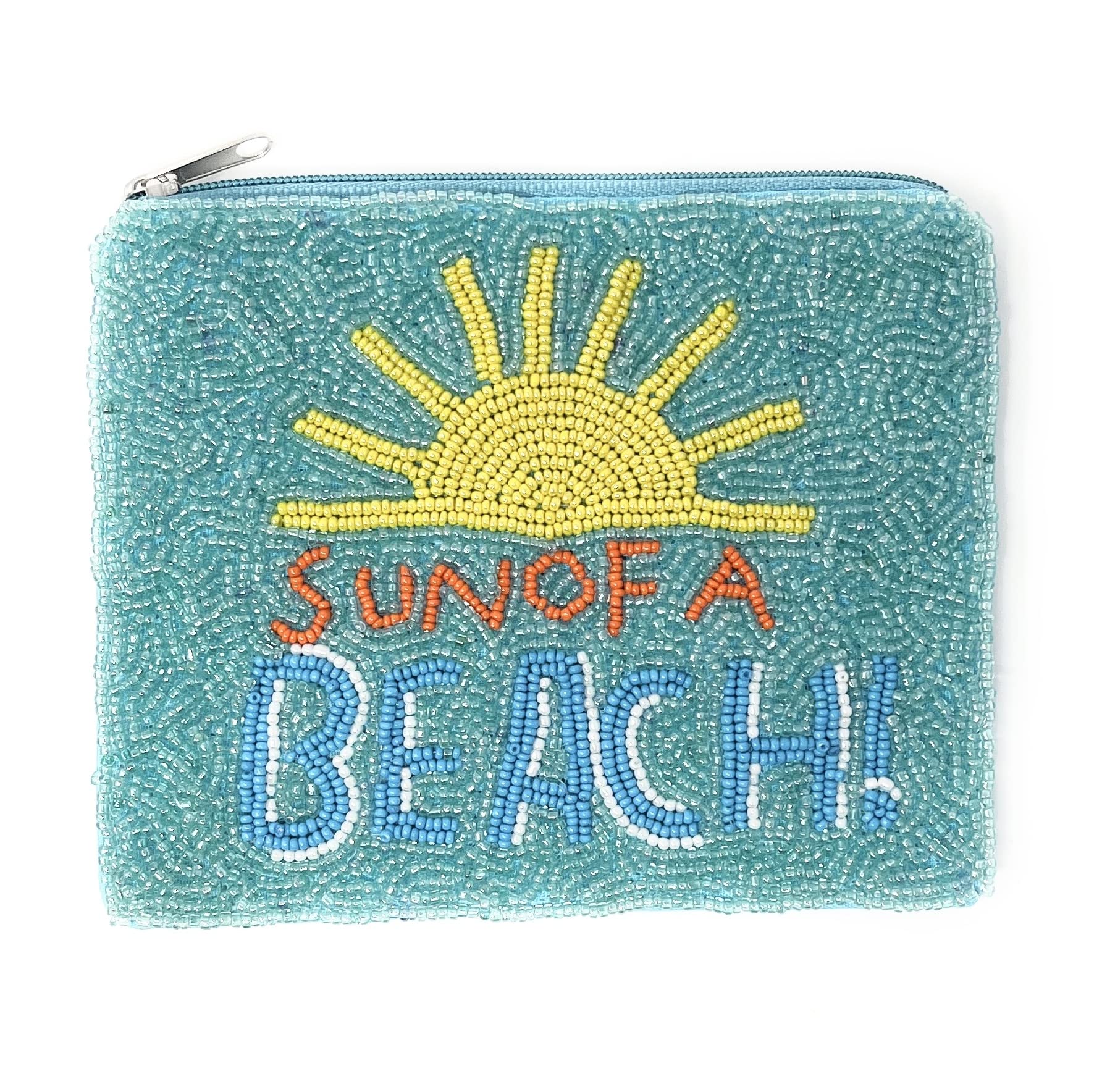 SUN OF A BEACH Bead Coin Purse, Beaded Coin Pouch, Bead Coin Purse, Small Wallets for Coins, Coin Bag, Birthday Gifts