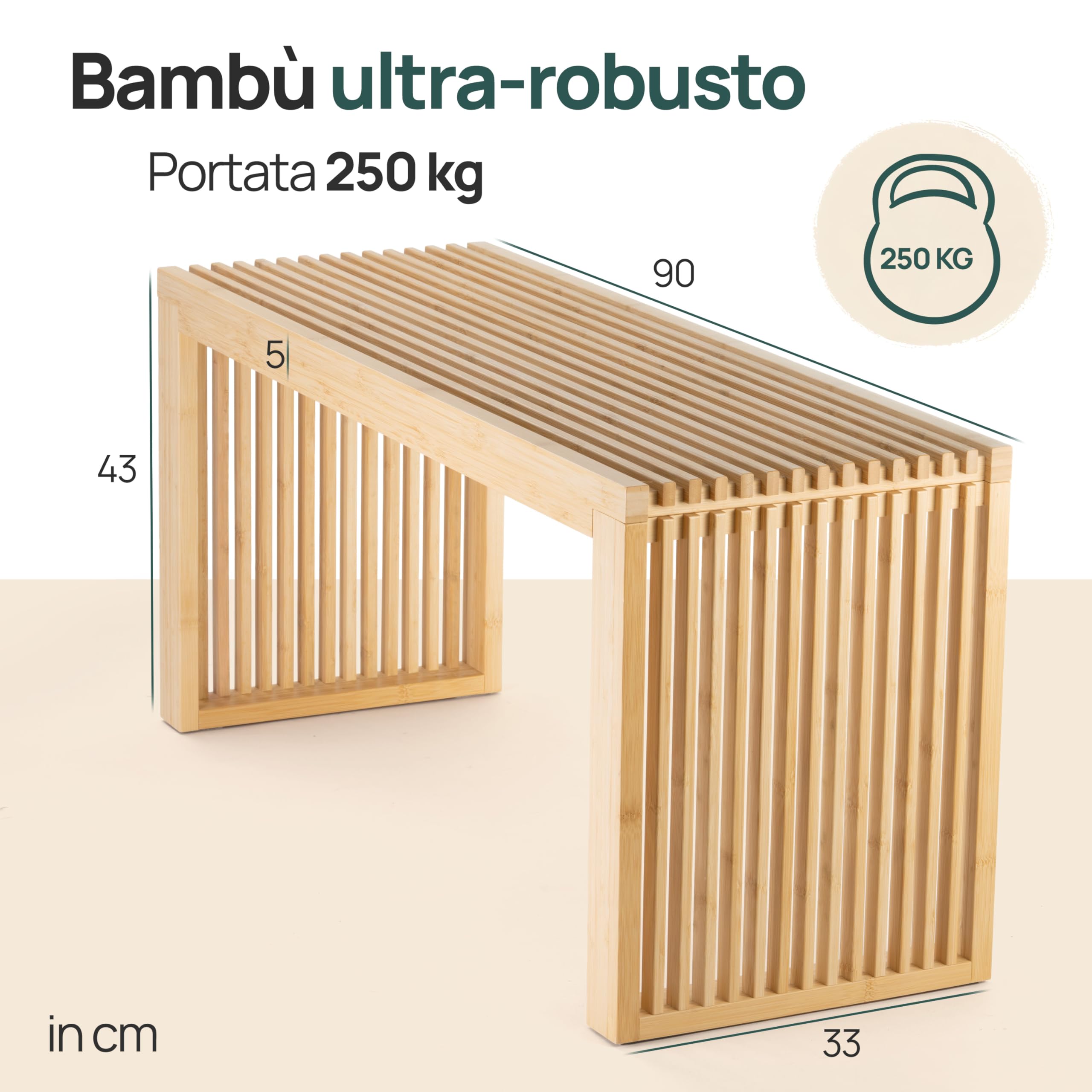SWEVEN Panca In Bambù Naturale - Lunghezza 91,4 Cm, Design Moderno, Versatile Per Ingresso, Soggiorno, Cucina E Esterno