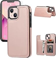 Vista 12 de Funda tipo cartera compatible con iPhone 13, funda protectora delgada con tarjetero, cuero PU con soporte y ranuras para tarjetas con un cristal