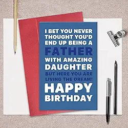 Cartão de aniversário engraçado pai da filha, cartão de aniversário fofo e sarcástico para pai, ideias de presente de aniversário para pai vivendo o sonho