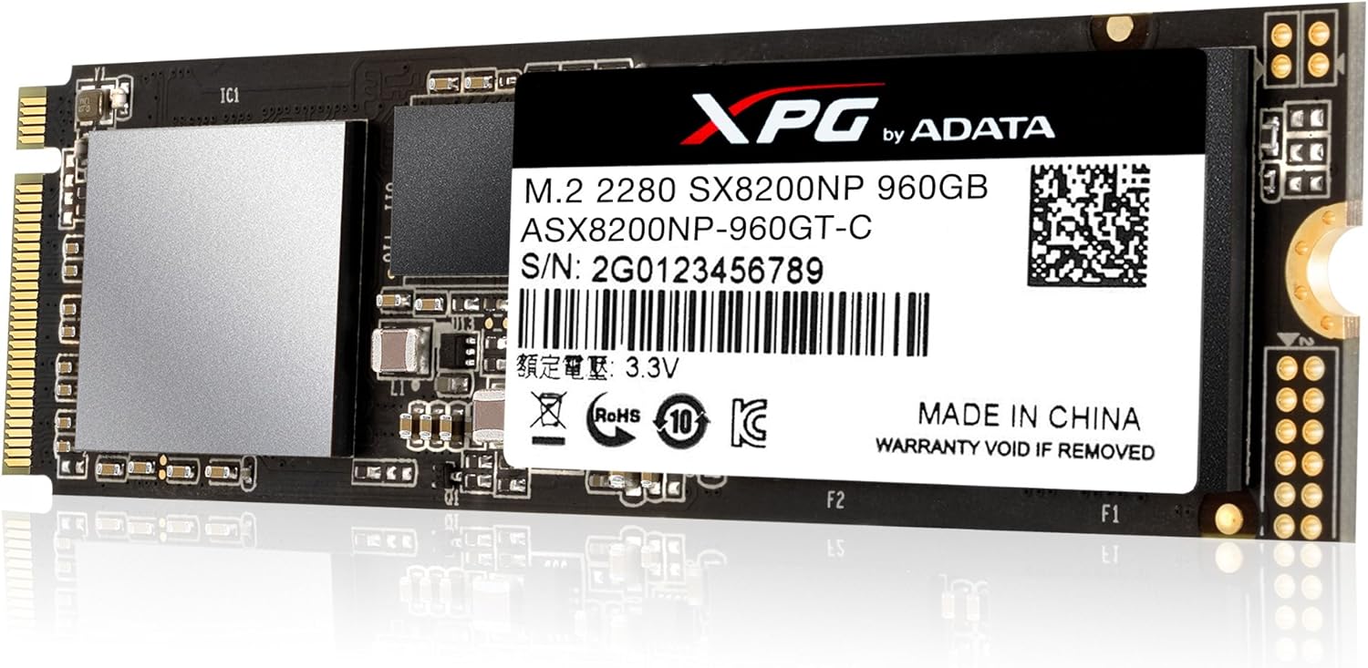 XPG SX8200 NVMe SSD with label showing model number