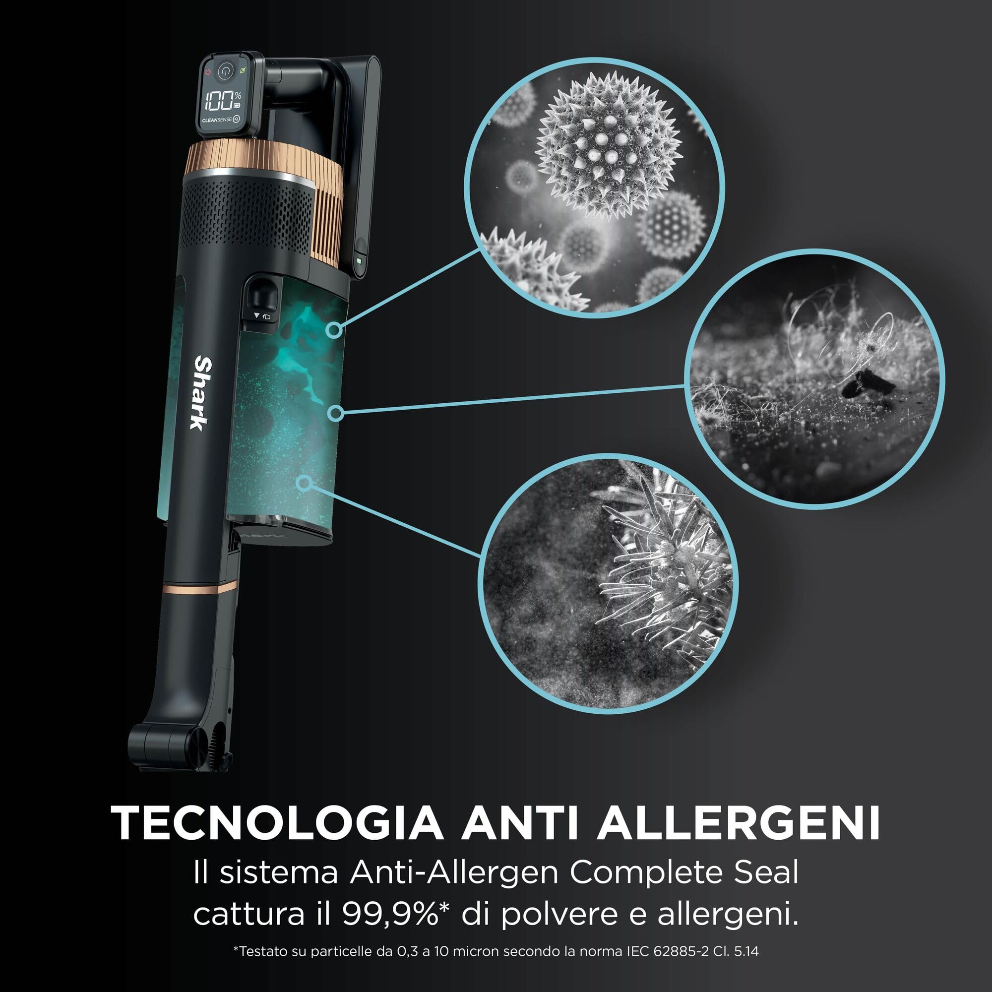 Shark Stratos - Aspirapolvere Senza Fili - Funzioni Anti-Hair Wrap, CleanSense IQ, PowerFins Plus - 60 Minuti di Autonomia - Modello IZ400EUTBK, Colore Rame