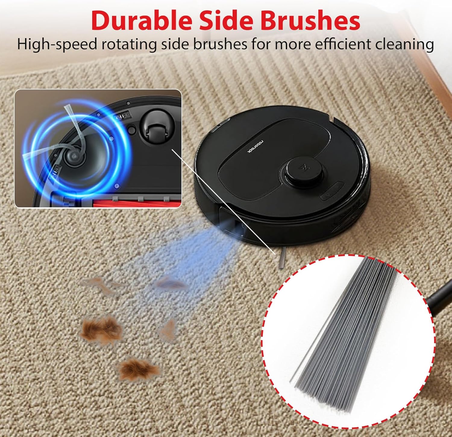 21 Pack Replacement Accessories Fit for Roborock QV 35A, QV 35S, QR 598, QR 798 Robot Vacuum,1 Main Brush,6 Side Brushes,4 HEPA Filters,4 Mop Pads,4 Dust Bags