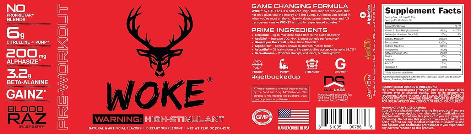 Buy Bucked Up Woke High Stim Pre Workout Best Tasting Focus Nootropic Pump Strength And Growth 30 Servings Blood Raz Online In Indonesia B07cyjj18n