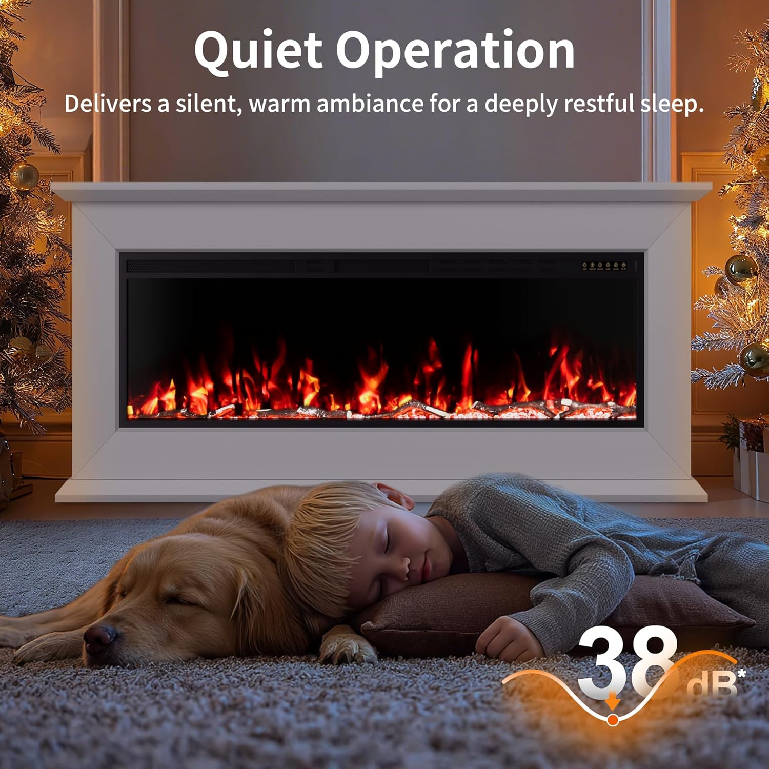 72 Inch Electric Fireplace with Mantel | Fireplace TV Stand with Led Light | 60 Inch Replaceable Fireplace Insert Heater for Living Room Bedroom