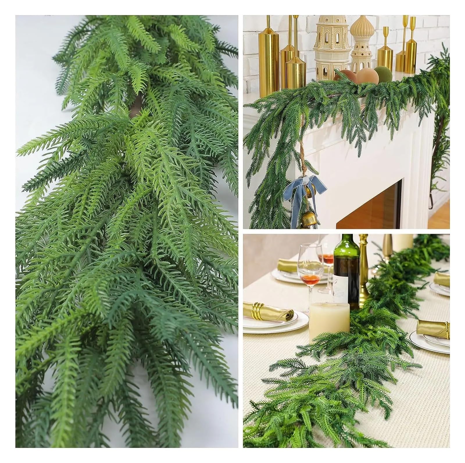 Guirnalda navideña Artificial de 1,5 Metros, con Agujas de Pino y Hiedra Mixtas, Ideal for decoración navideña de Interiores.(150cm-2pcs)