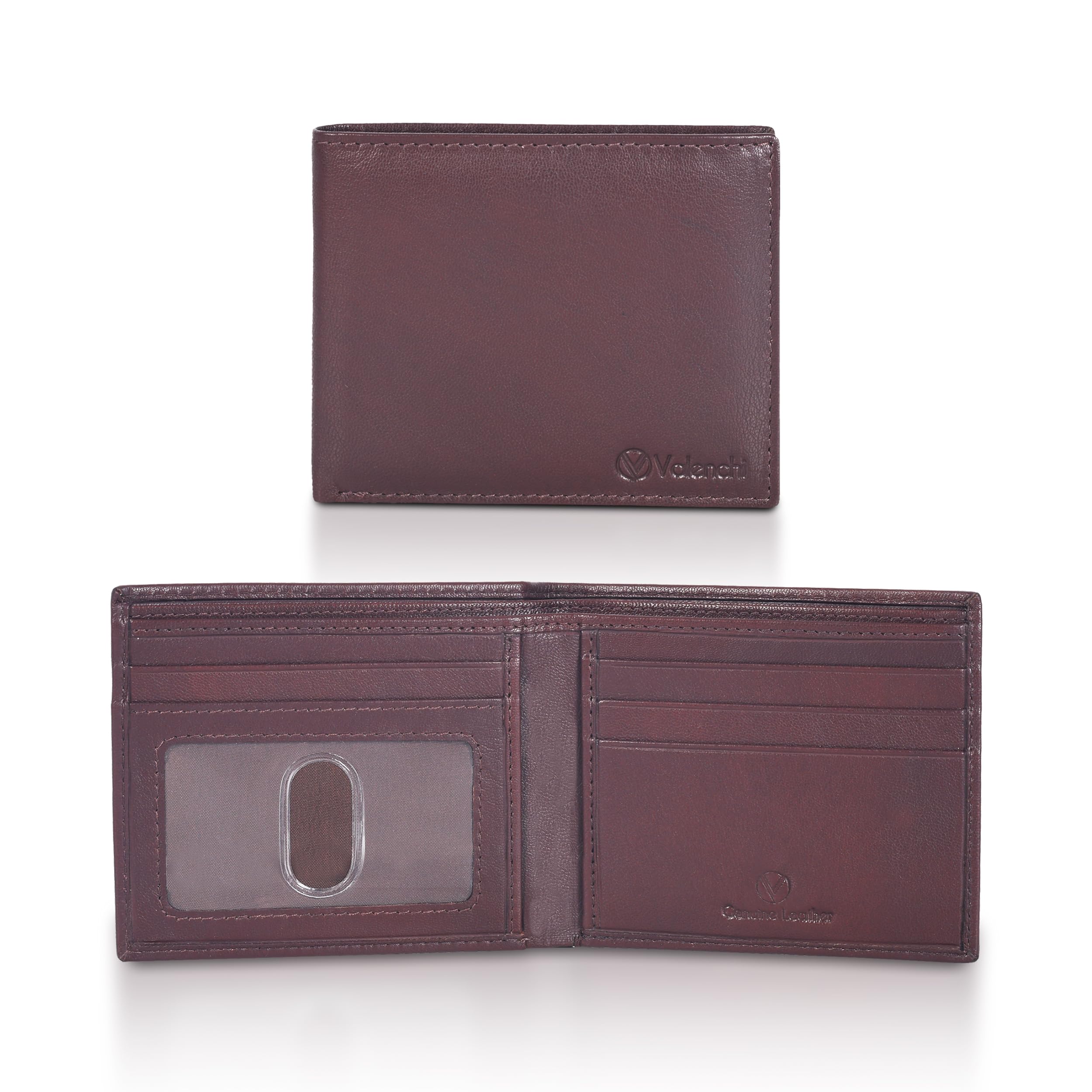 VALENCHI Genuine/Real Leather Bifold Wallet For Men - RFID Blocking/Protected Men's Slim Wallet Christmas Gifts For Men