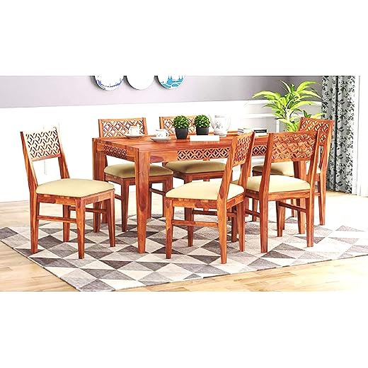 HOWZBOX Sheesham Wood Dining Table 6 Seater