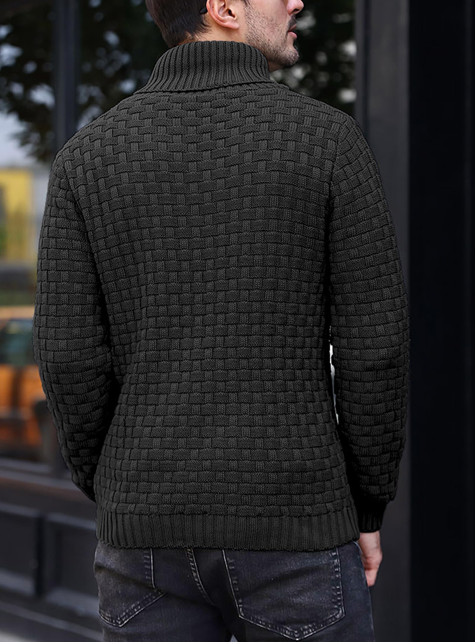 HYPESTFIT Pull d'hiver pour Homme,Motif Columbia, mélange Cachemire et Laine, Chaud et Confortable, col Montant, Manches Longues, Tailles S à 5XL