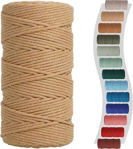 NOANTA Cuerda de macramé color marrón claro, 0.118in x 150 yardas, cuerda de algodón de colores, cuerda de macramé, cuerda de algodón colorido para