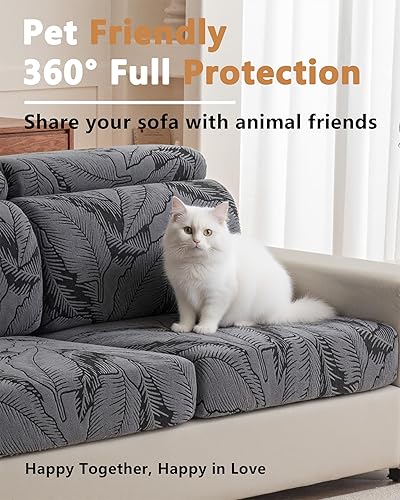 Miniatura 6 de Funda de sofá lavable para sofá seccional, fundas de sofá para sofá de 3 cojines, aptas para mascotas, en forma de L, protector de sofá con