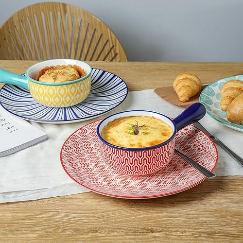 Miniatura 8 de Selamica Tazones de sopa de cerámica con asas, cuencos de sopa de cebolla francesa de 15 onzas, cuencos de sopa aptos para horno para cereales,