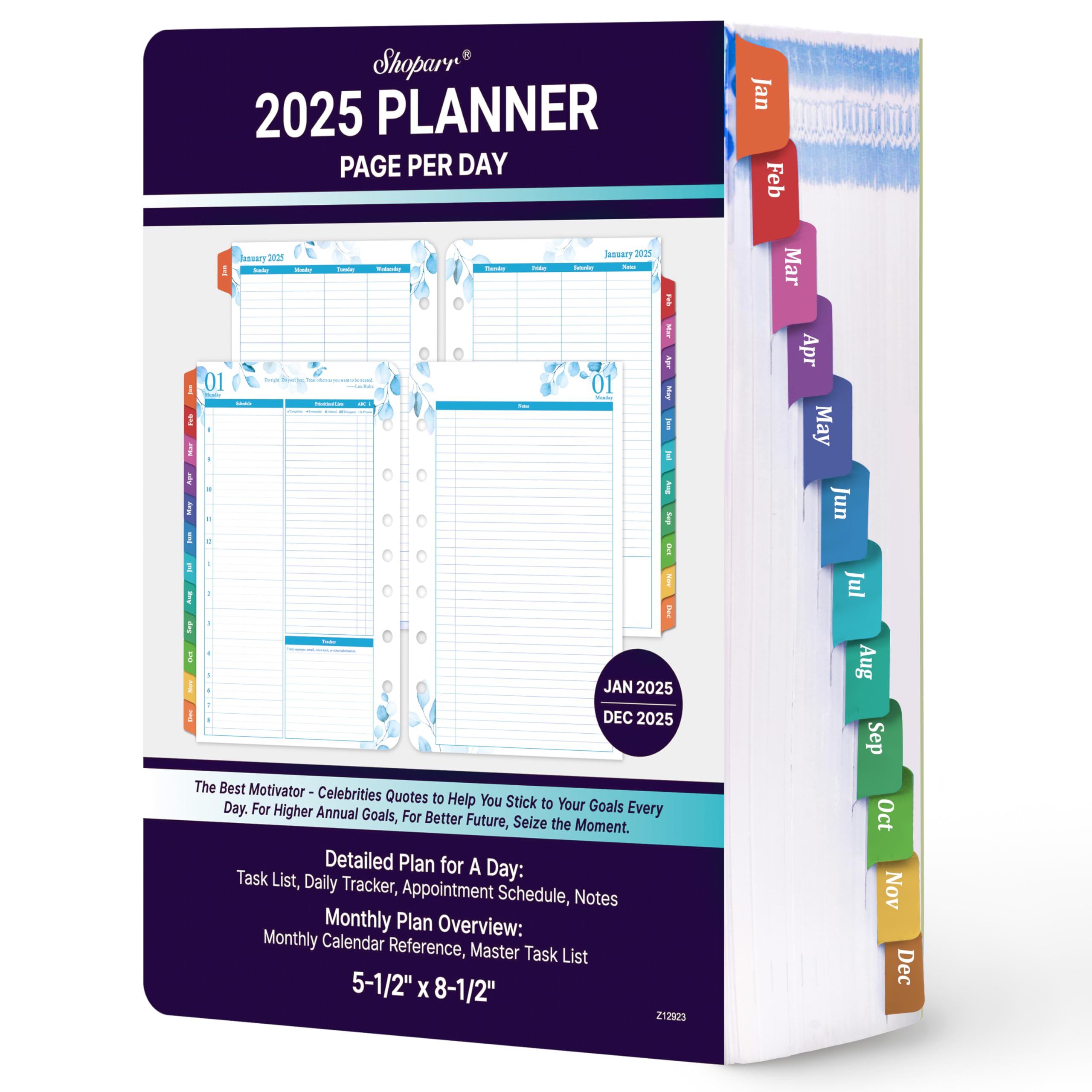 2026 Planner Refills - JAN - DEC 2026 Planner, Two Pages Per Day Daily ＆ Monthly Planner, 5.5" x 8.4", Ring-Bound Organizer, Daily Tracker & Schedule, Colorful Tabs