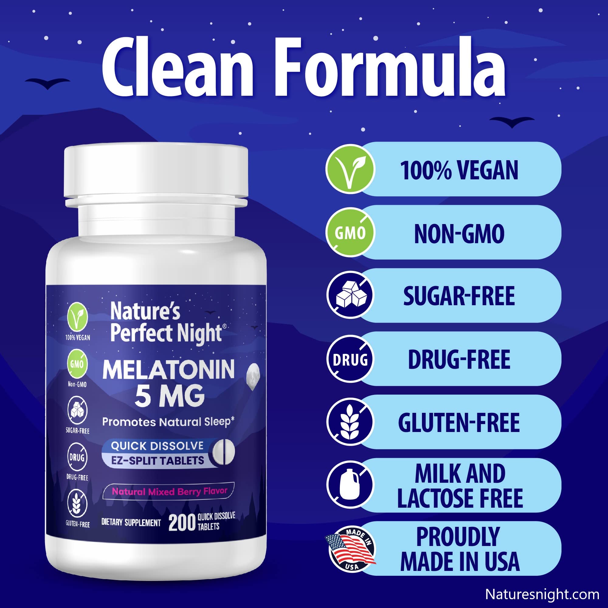 Nature's Perfect Night Melatonin 5mg 200 Quick Dissolve Tablets — Amazon image 4