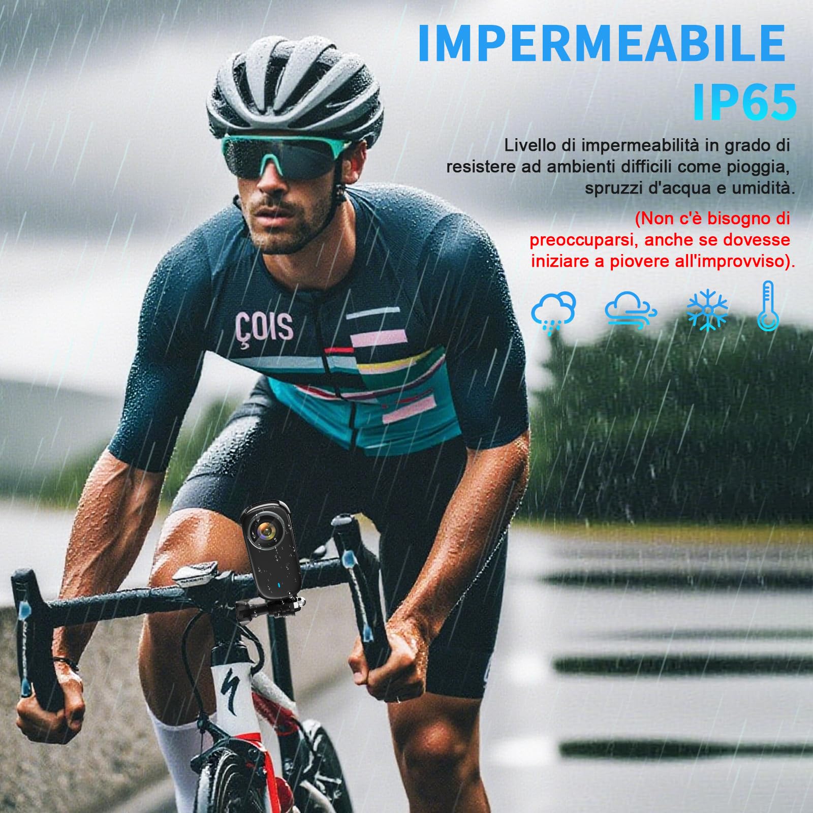 Action Camera Wifi 4K, Impermeabile Mini Action Camera Sportiva | Action Cam da Pollice per Casco da Bicicletta o Moto con Schermo da 1,3 Pollici e Magnete, 32GB Scheda SD