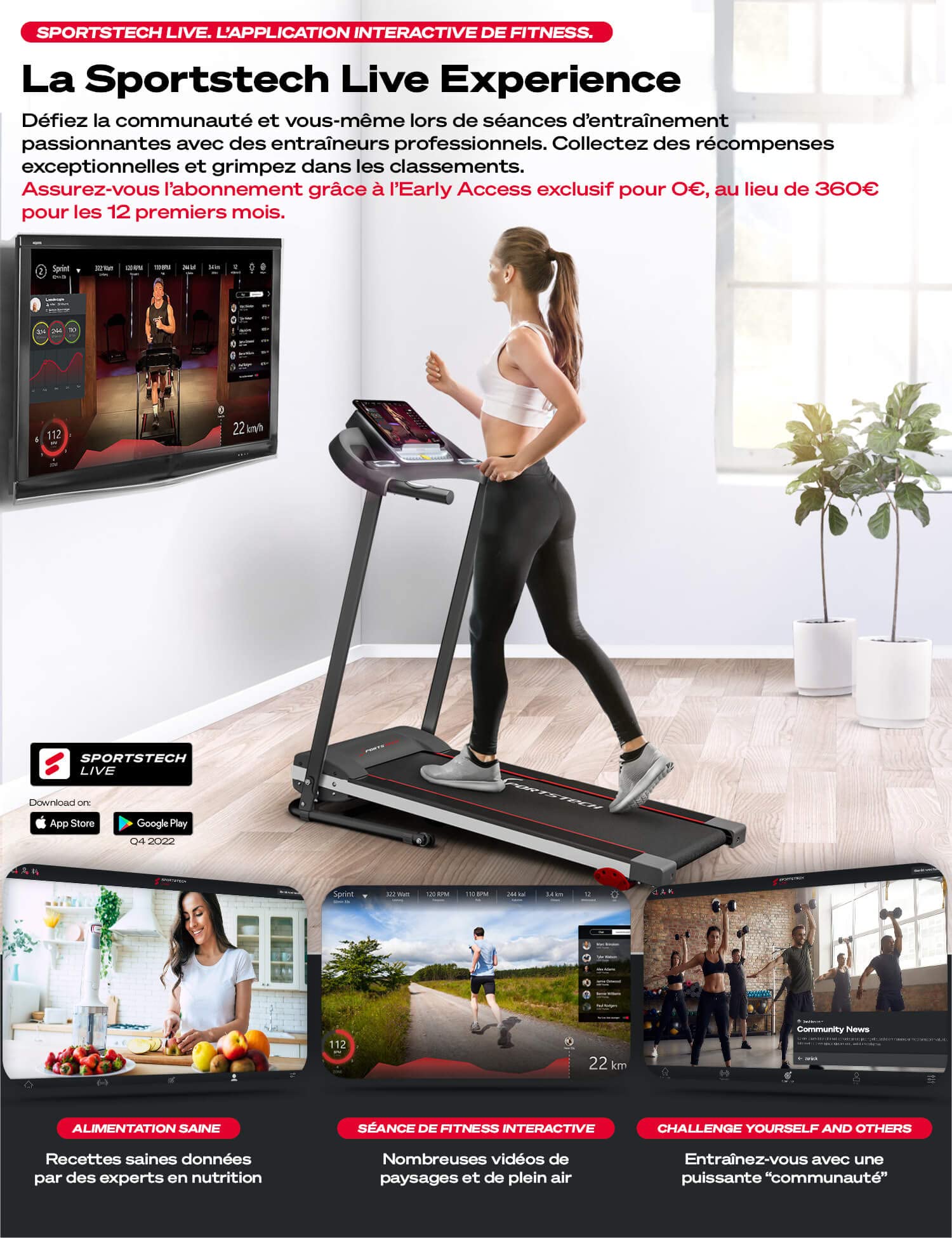 Sportstech F10 - Tapis de Course Pliable, Tapis Roulant, Walking Pad, avec 1 an d'App STL Incluse, Bluetooth,12 Programmes, 10km/h, Cardio, Autolubrification, Silencieux, Multi-Couche, LCD, 120kg Max