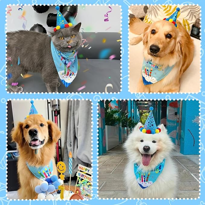 6 Piezas Decoración Cumpleaños Perro - Gorro Pañoleta Corbata Banderín Globos miniatura 7