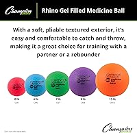 Vista 4 de Champion Sports Rhino Gel Filled Medicine Ball – Durable, Soft Grip Weighted Ball for Strength, Cardio, & Rebounder Training – Multiple Weights for