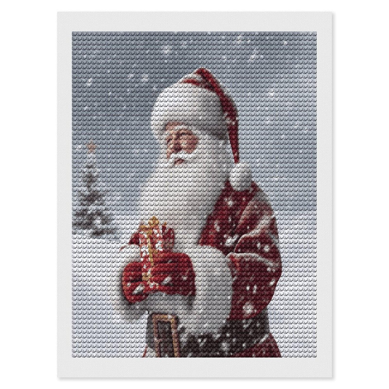JTREHY Santa Claus Snow Secenry Diamond Art Kits Personalized DIY Round Diamond Painting Kits for Beginner Full Drill Diamonds Dots Paintings for Adults Gem Art Crafts Home Decor