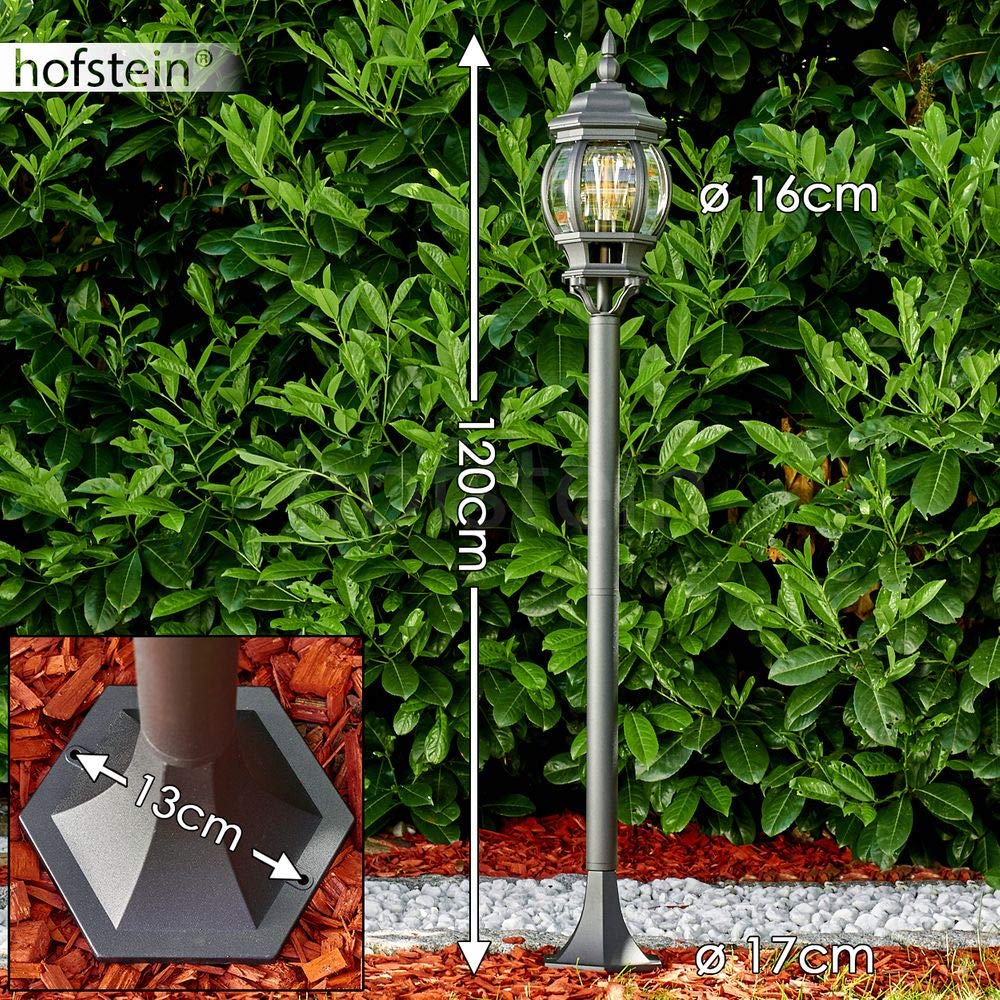 Lampadaire extérieur Lentua, luminaire vintage en aluminium moulé noir de 120 cm de haut, luminaire de jardin pour une ampoule E27, ampoule(s) non incluse(s), IP44