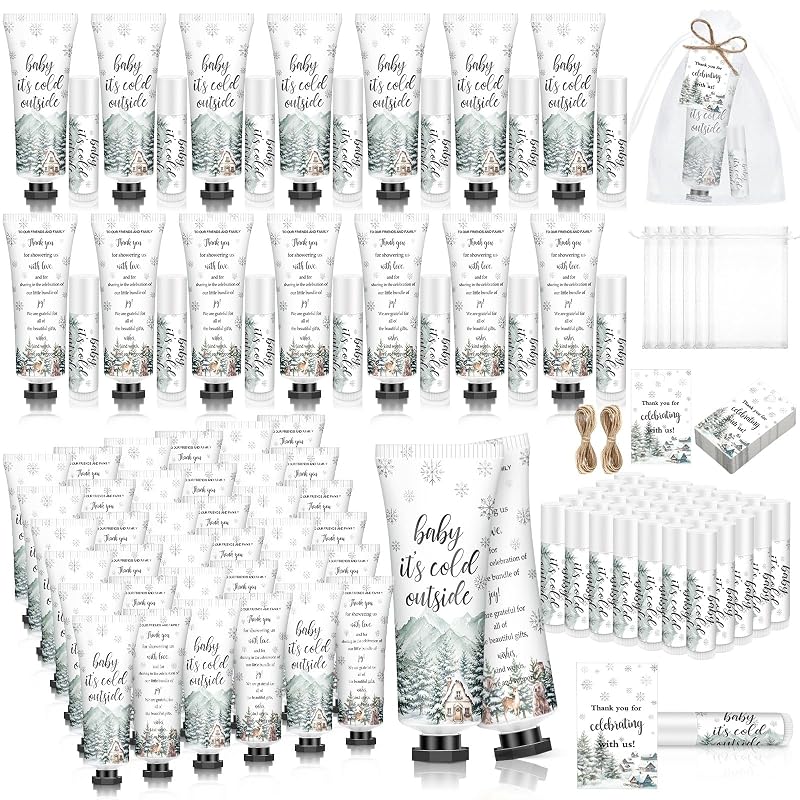 Kit Dimsile com 50 loções para mãos e bálsamos labiais com tema de inverno